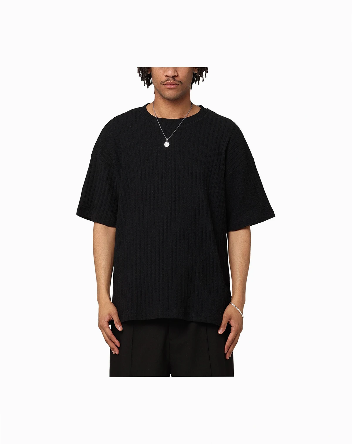 Men's Karl Knit T-Shirt, Black, XS