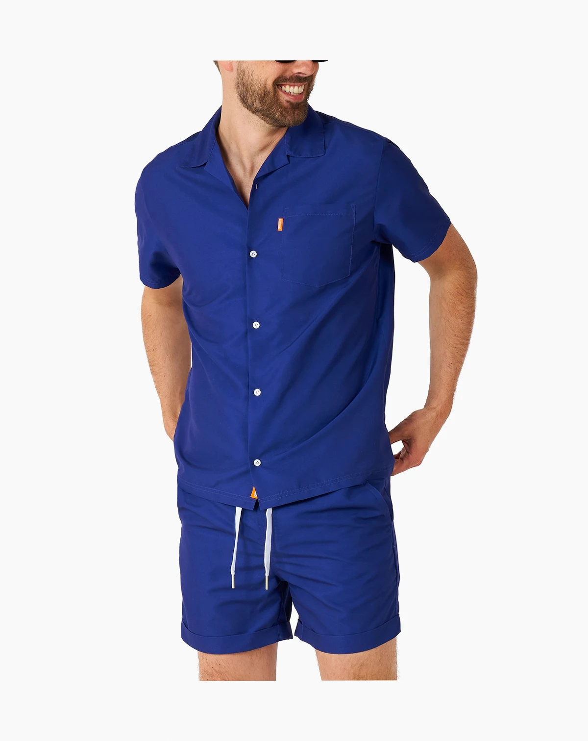 Men's Summer Set - 2 Piece Beach Wear set - Navy Blue - Matching Shirt and Shorts