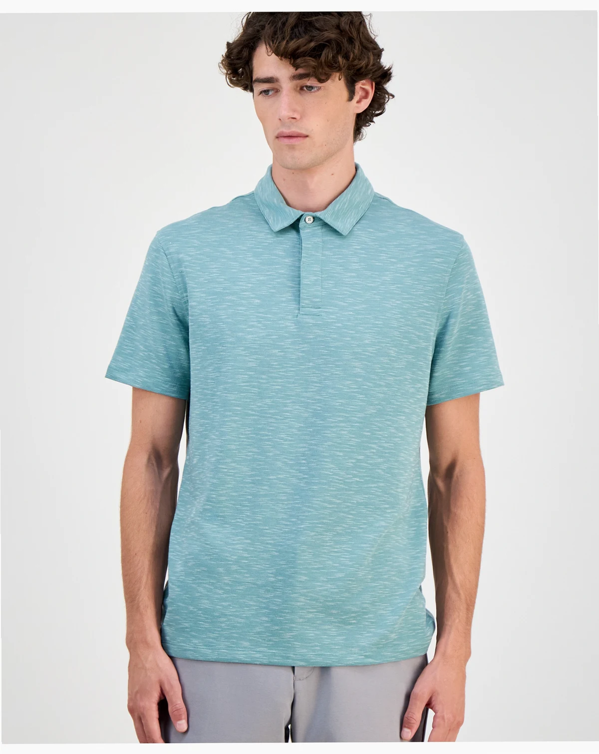 Alfatech Short Sleeve Marled Polo Shirt, Created for Macy's