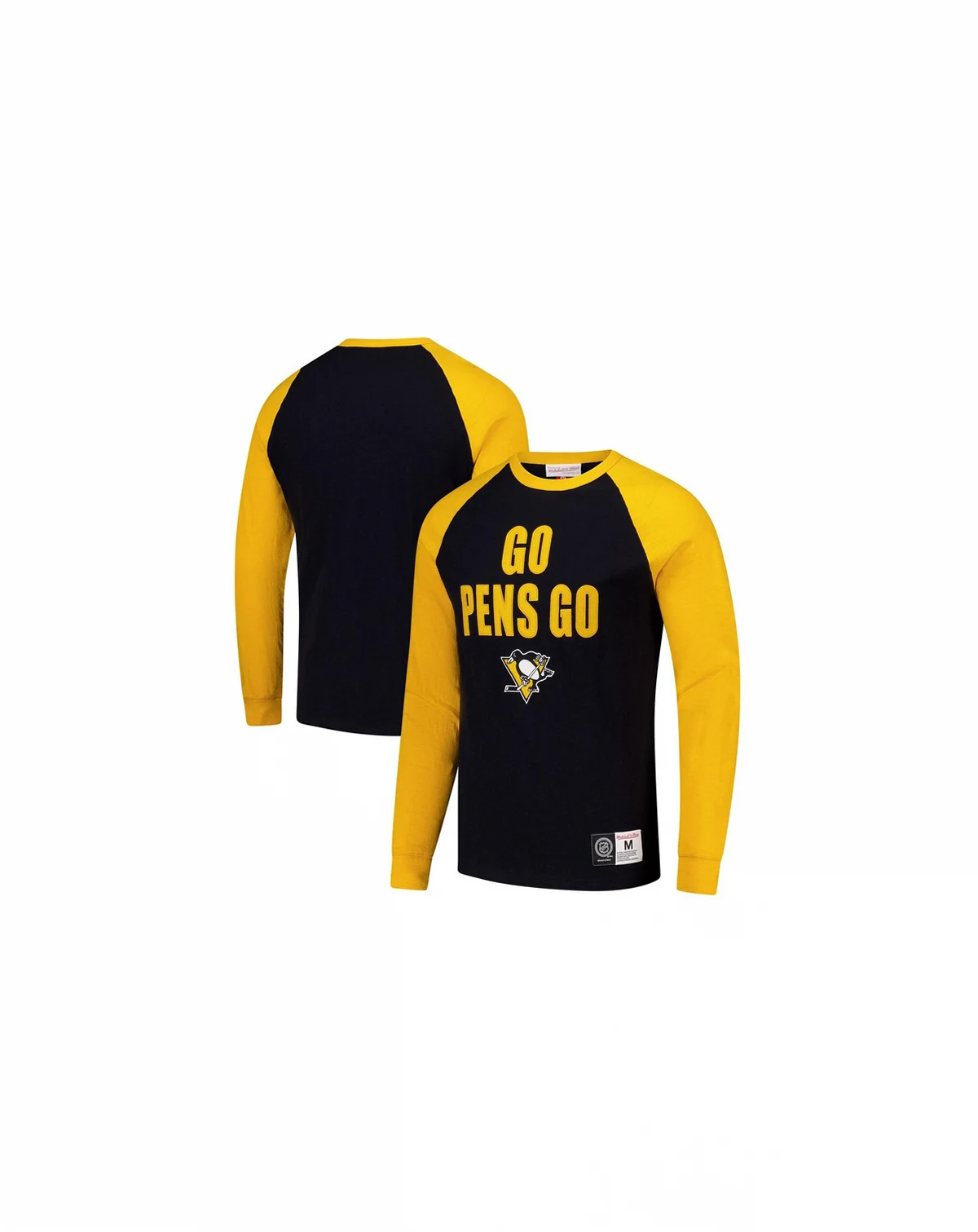 Men's Black/Gold Pittsburgh Penguins Legendary Slub Raglan Long Sleeve T-Shirt