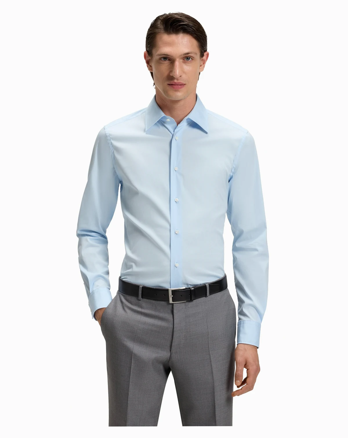 Men's Slim-Fit Poplin Dress Shirt