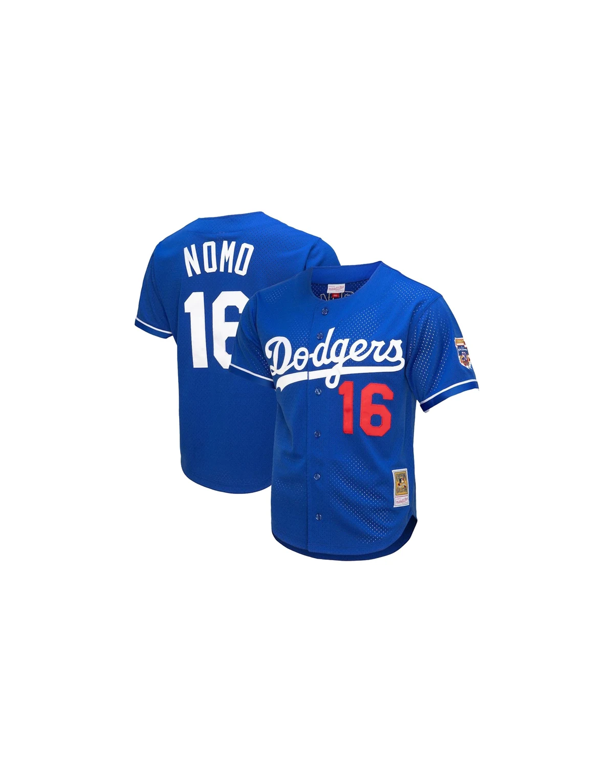 Men's Hideo Nomo Royal Los Angeles Dodgers Cooperstown Collection Mesh Batting Practice Button-Up Jersey