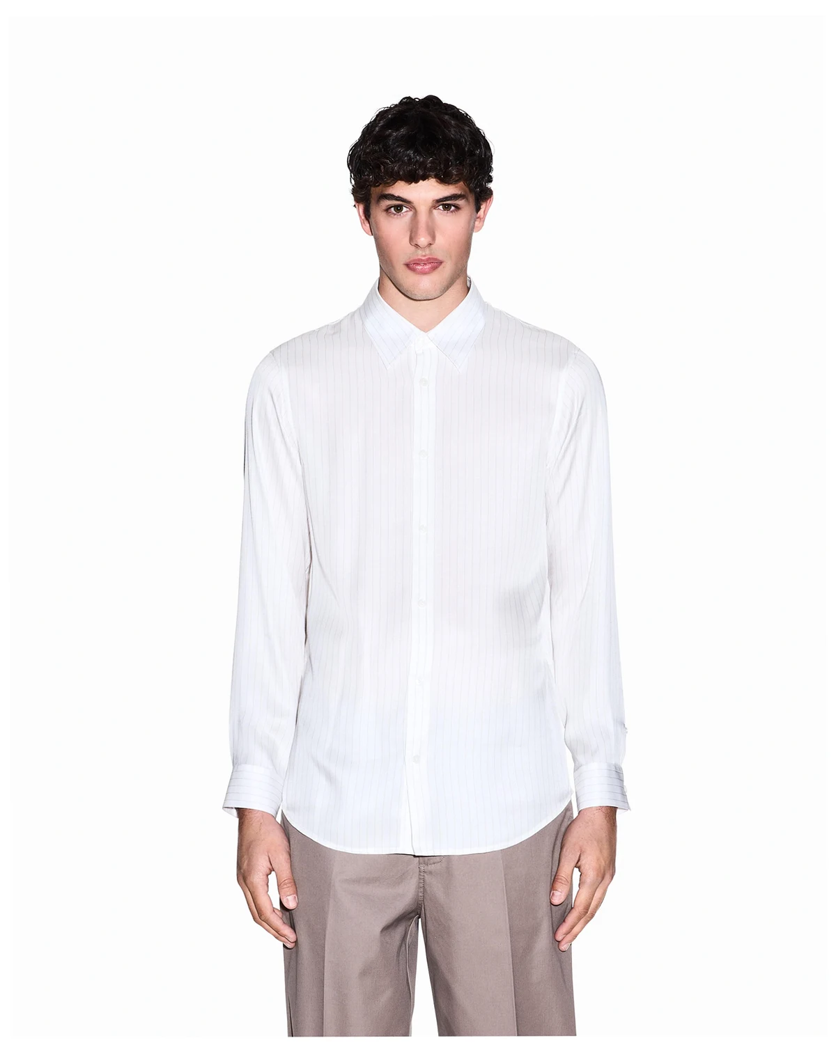 Men's Long Sleeve Striped Viscose Woven Shirt