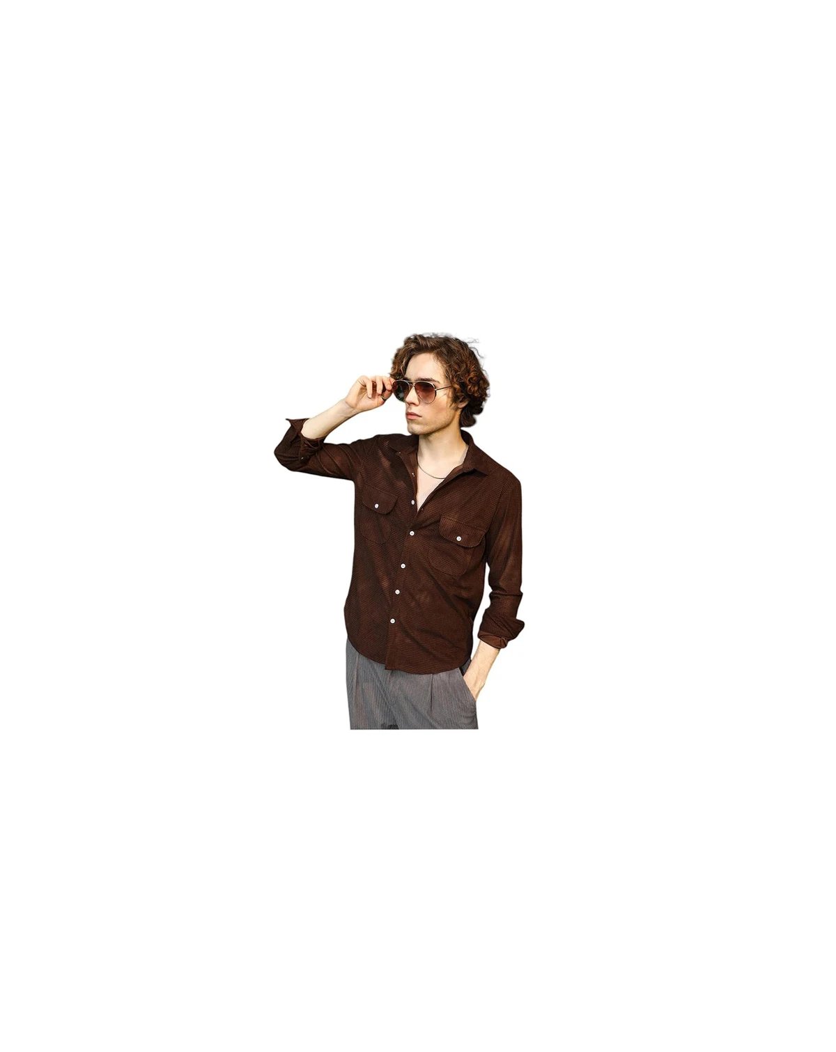 Men's Chocolate Brown Tactile Utility Shirt