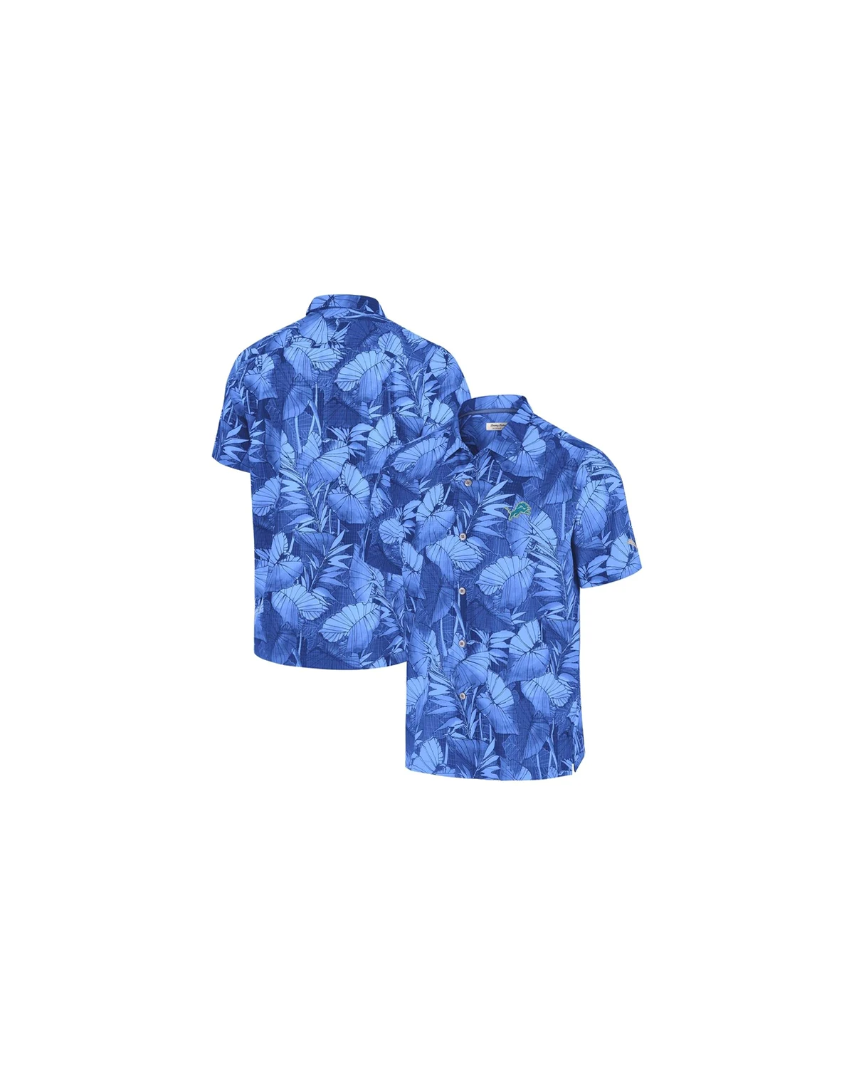 Men's Blue Detroit Lions Bahama Coast Nuevo Fronds Camp Button-Up Shirt