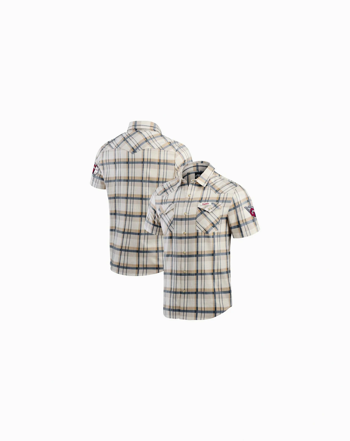 Darius Rucker Collection by Men's Navy Cleveland Guardians Plaid Full-Snap Shirt