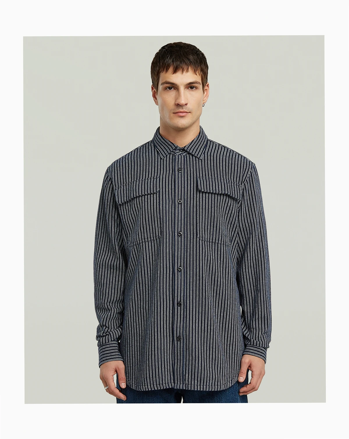 Men's Stripe Button-Up Regular-Fit Shirt