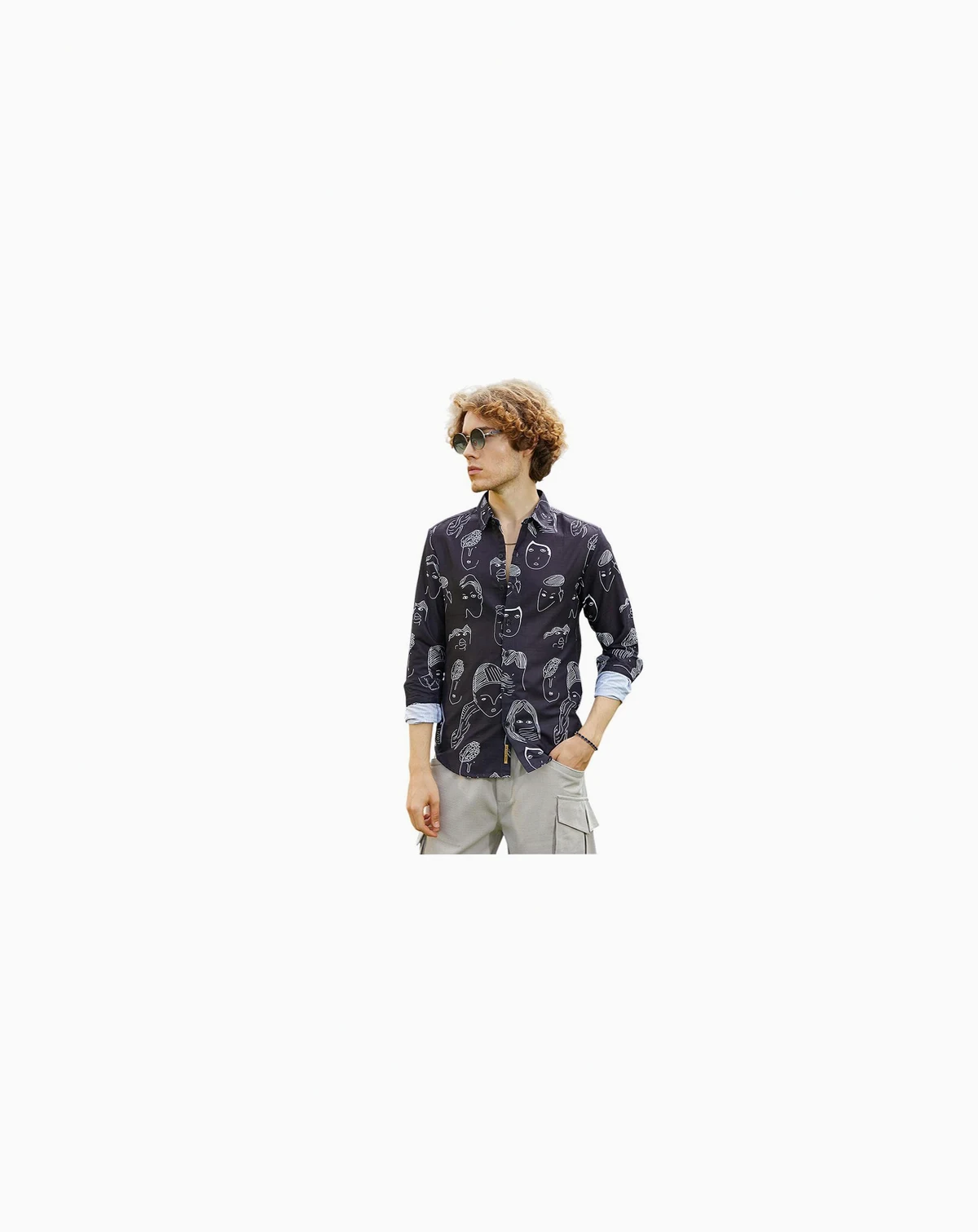 Men's Midnight Black Doodle Face Shirt