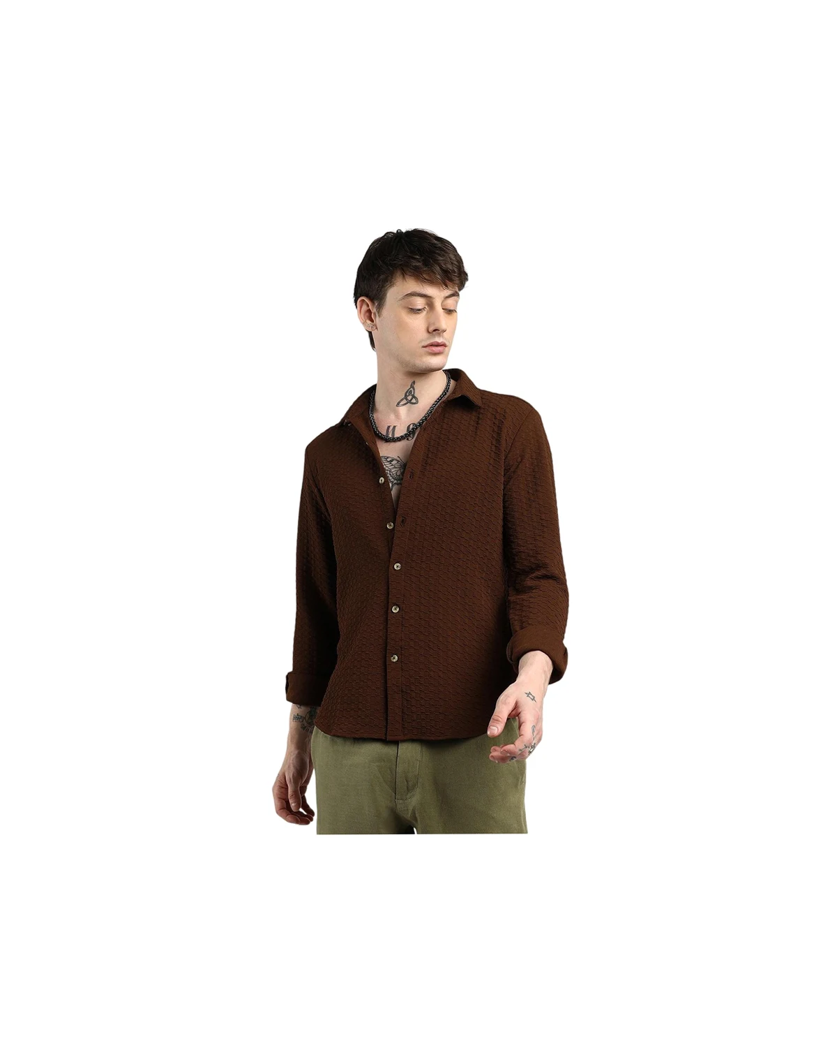 Men's Chocolate Brown Ripple Box Shirt