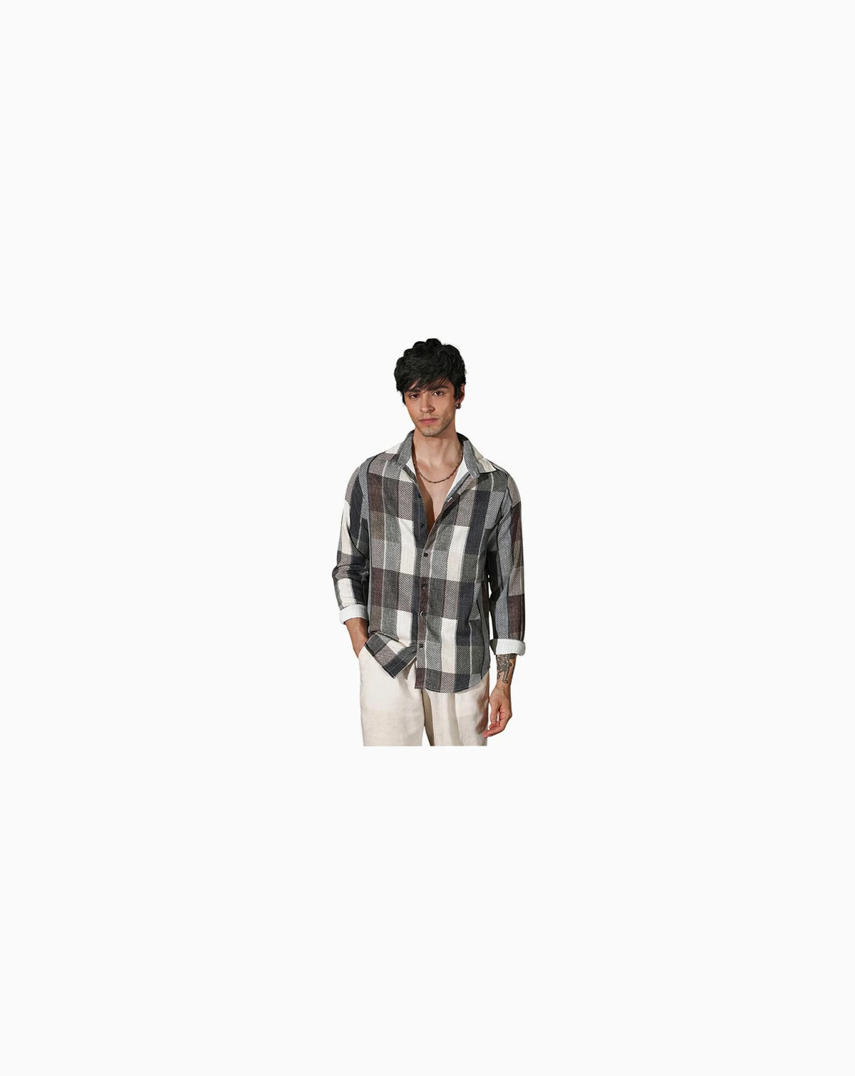 Men's Multicolour Woven-Block Oversized Shirt