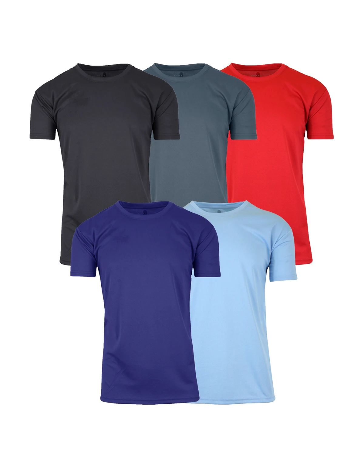 Men's Short Sleeve Moisture-Wicking Quick Dry Performance Crew Neck Tee -5 Pack
