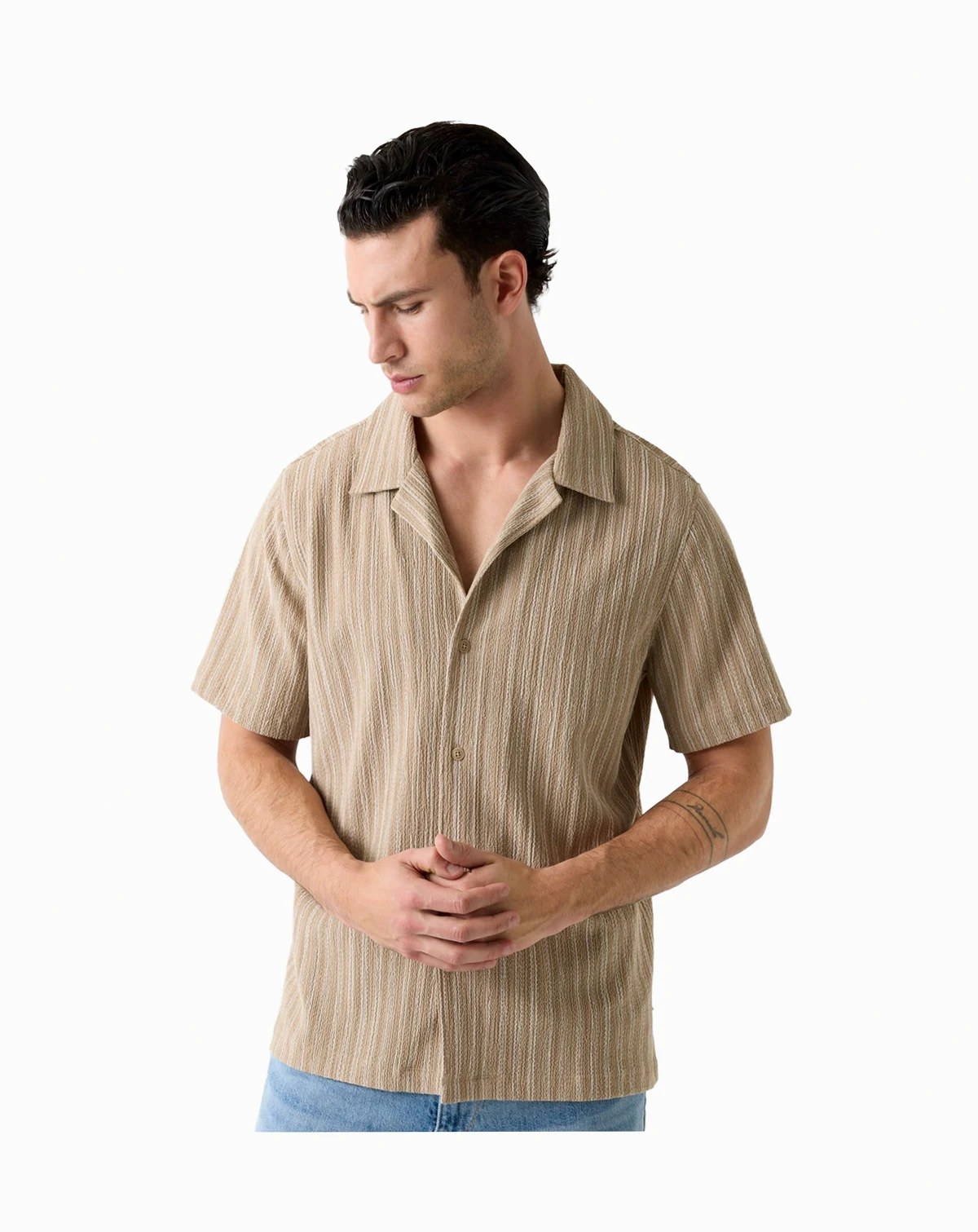 Men's Resort Blend Textured Woven Short-Sleeve Shirt