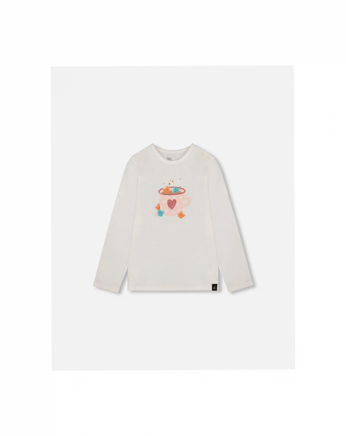 Toddler Girls Cotton Long Sleeve T-Shirt Off-White with Hot Chocolate - Toddler|Child