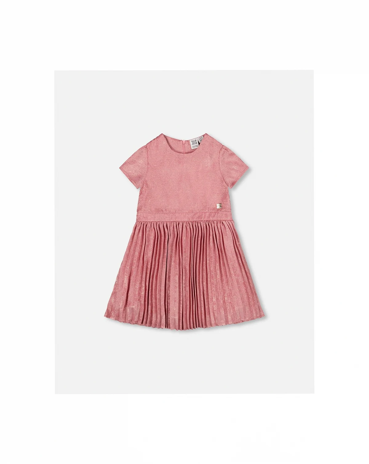 Girl Short Sleeve Dress with Pleated Skirt Dusty Pink - Toddler|Child
