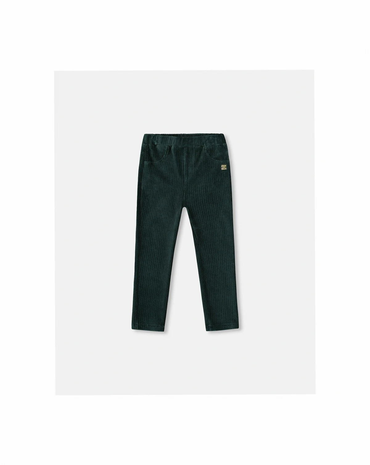 Girl Stretch Velour Rib Treggings Dark Green - Toddler|Child