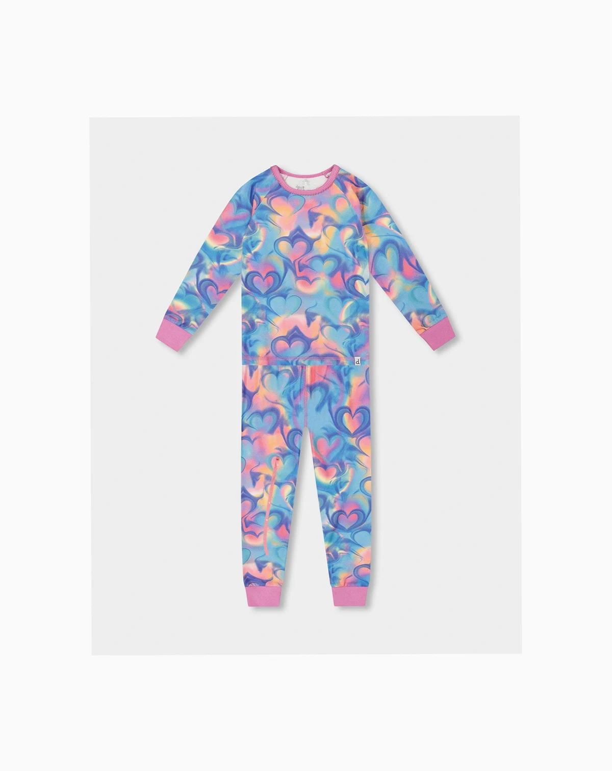 Girl Cotton Two-Piece Pajamas Rainbow Heart Print - Toddler|Child