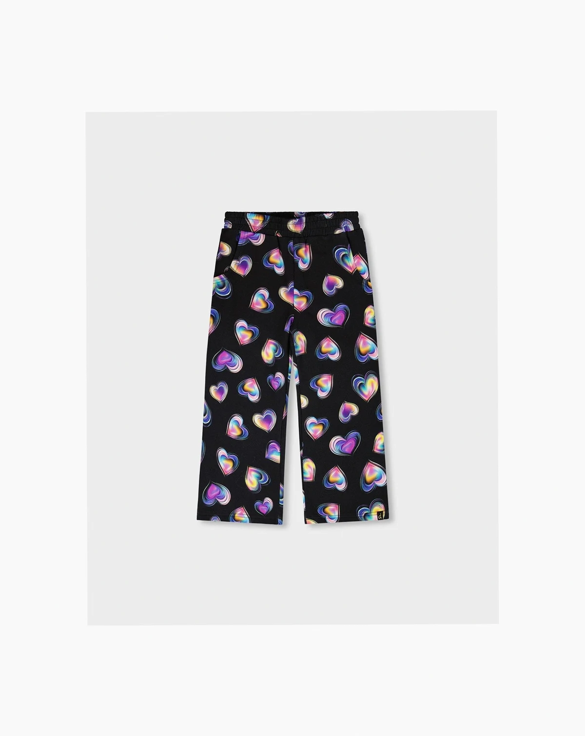 Girl Wide Leg Fleece Pants Black and Multicolor - Toddler|Child