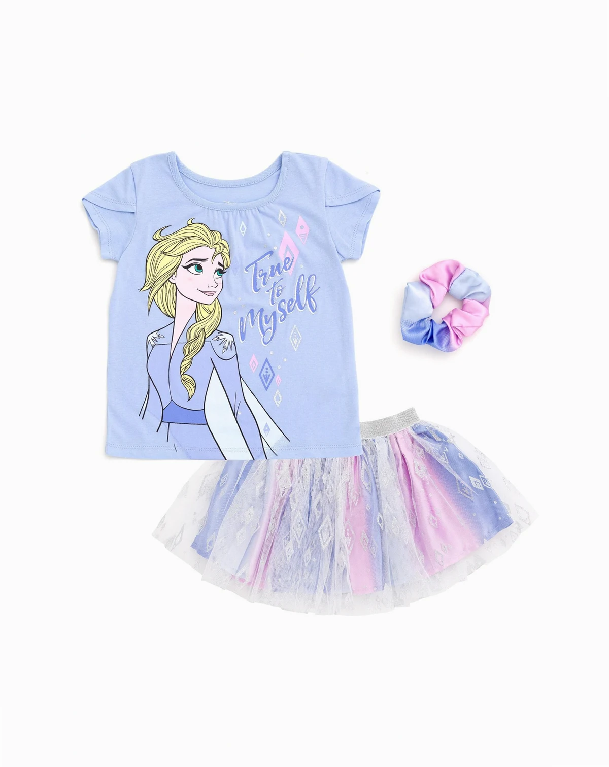 Toddler Girls Disney Princess Moana T-Shirt Tulle Skirt and Scrunchie 3 Piece Outfit Set