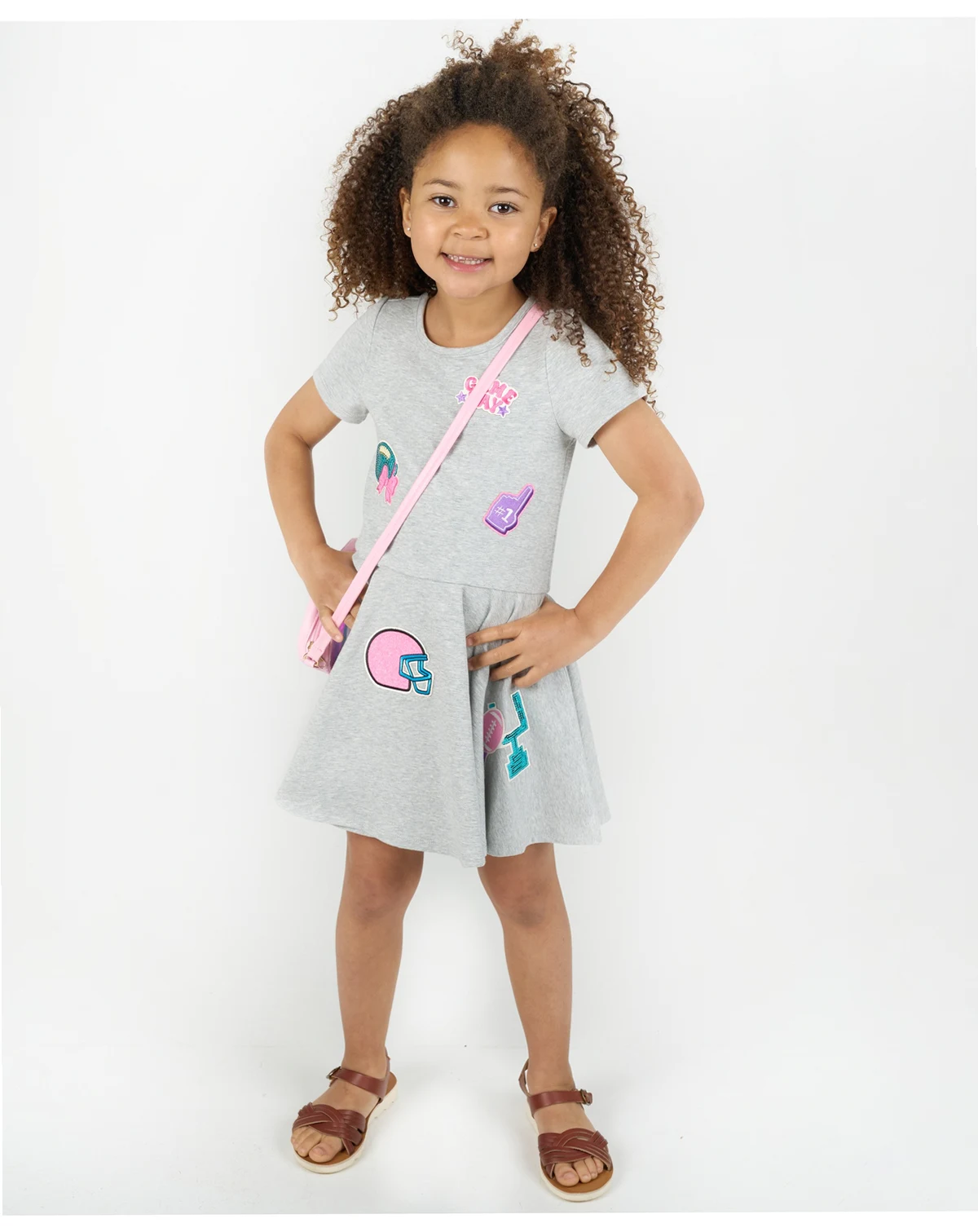 Girls' 4T-6X Sequin Skater Dress with Handbag