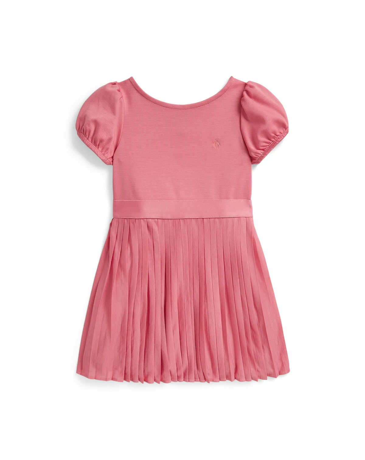 Girls' 2-6X Pleated Stretch Ponte Round Neck Dress