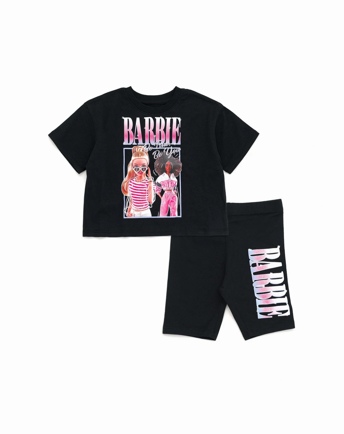 Toddler Girls Cropped Boxy T-Shirt and Bike Shorts Outfit Set