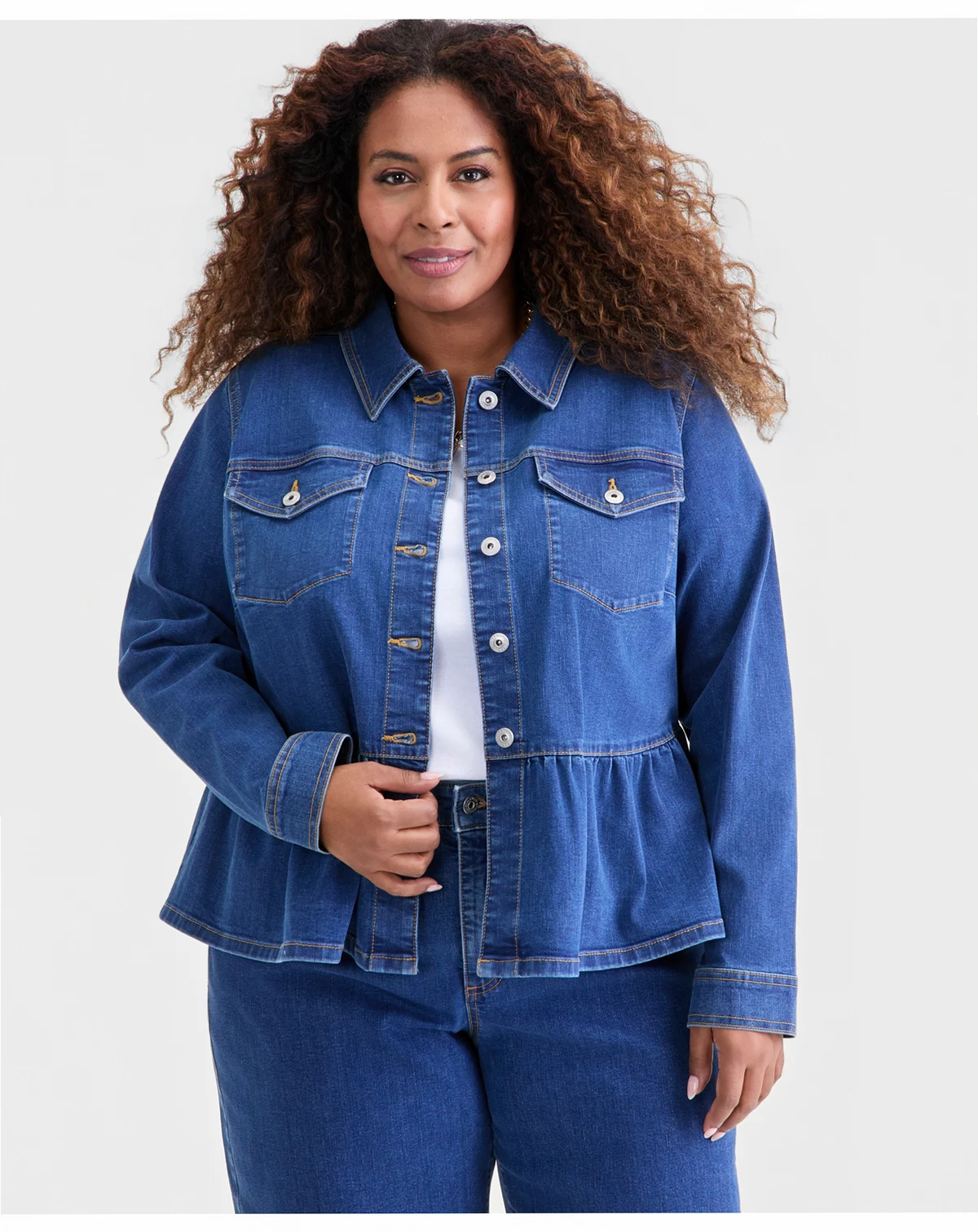 Plus Size Denim Peplum Jacket, Macy's Exclusive