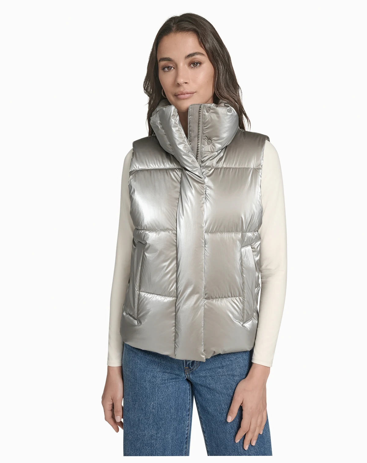 Women's Regular Stand Collar Puffer Vest Jacket