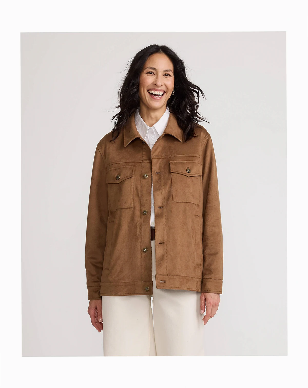 Women's Unisex Faux Suede Trucker Jacket