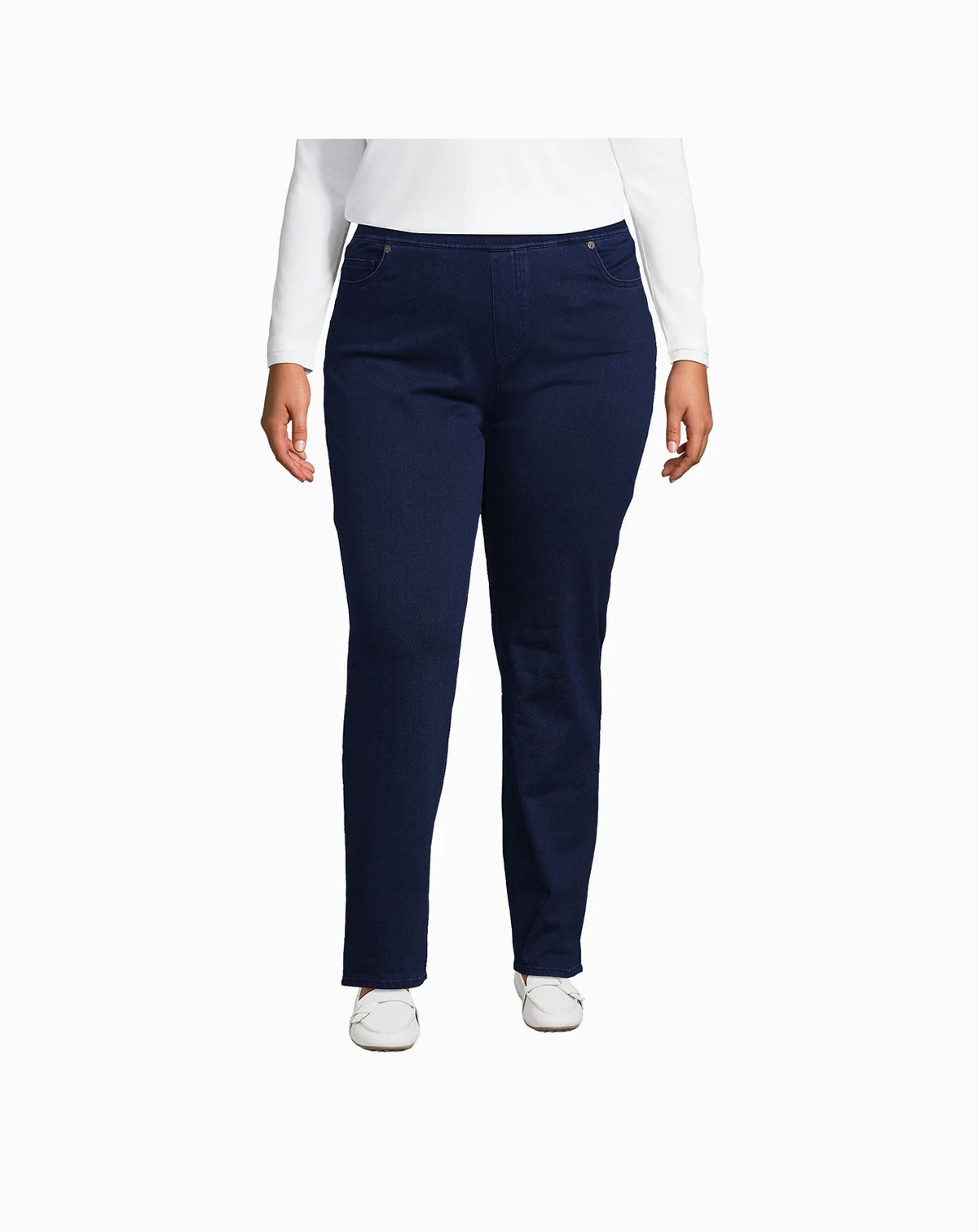 Women's Plus Size Starfish Mid Rise Knit Denim Straight Jeans