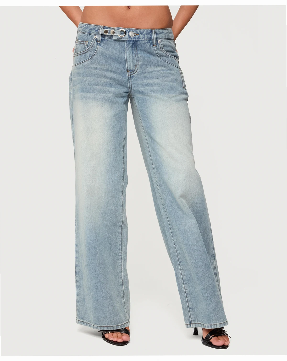 Women's Celia Grommet Washed Low Rise Jeans