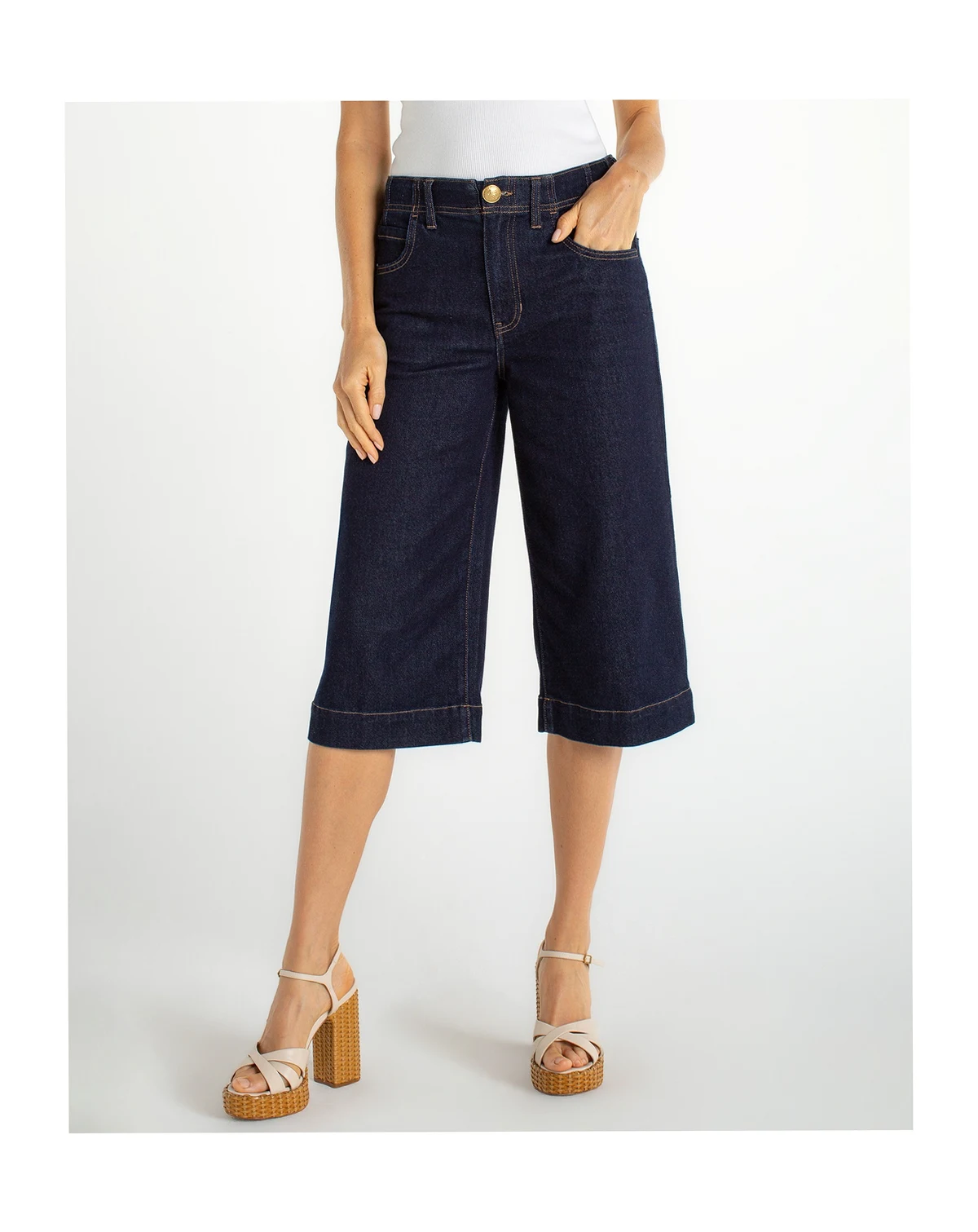 Women's Denim Sailing Wide-Leg Capri Jeans