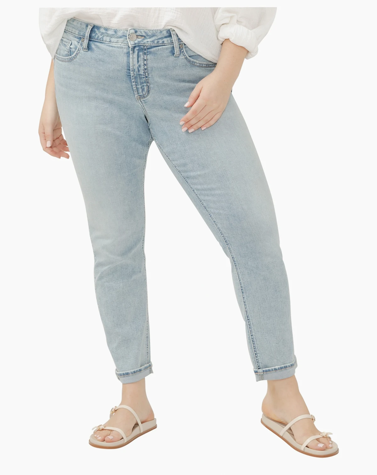 Plus Size Girlfriend Mid Rise Skinny Leg Jeans