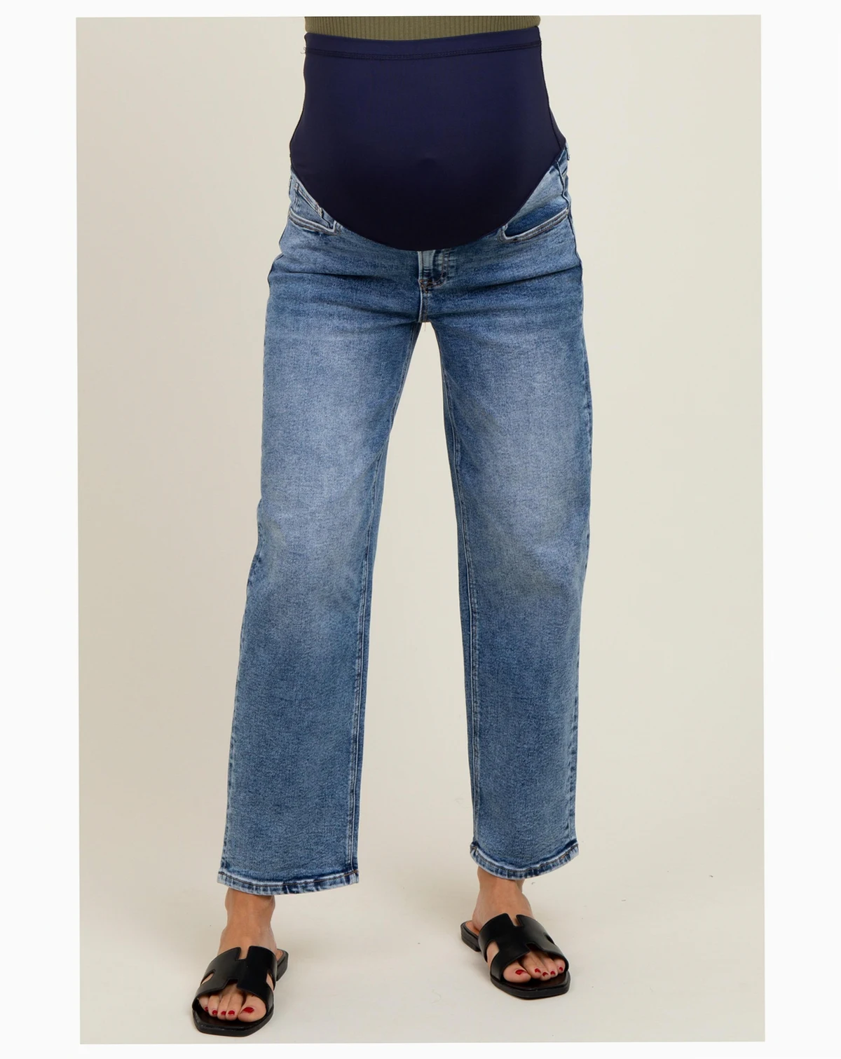 Maternity Blue Slim Ankle Barrel Leg Jeans