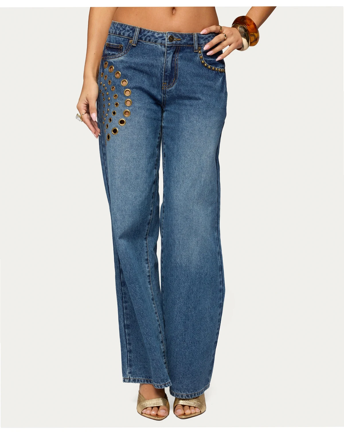 Women's Monika Stud & Grommet Low Rise Baggy Jeans
