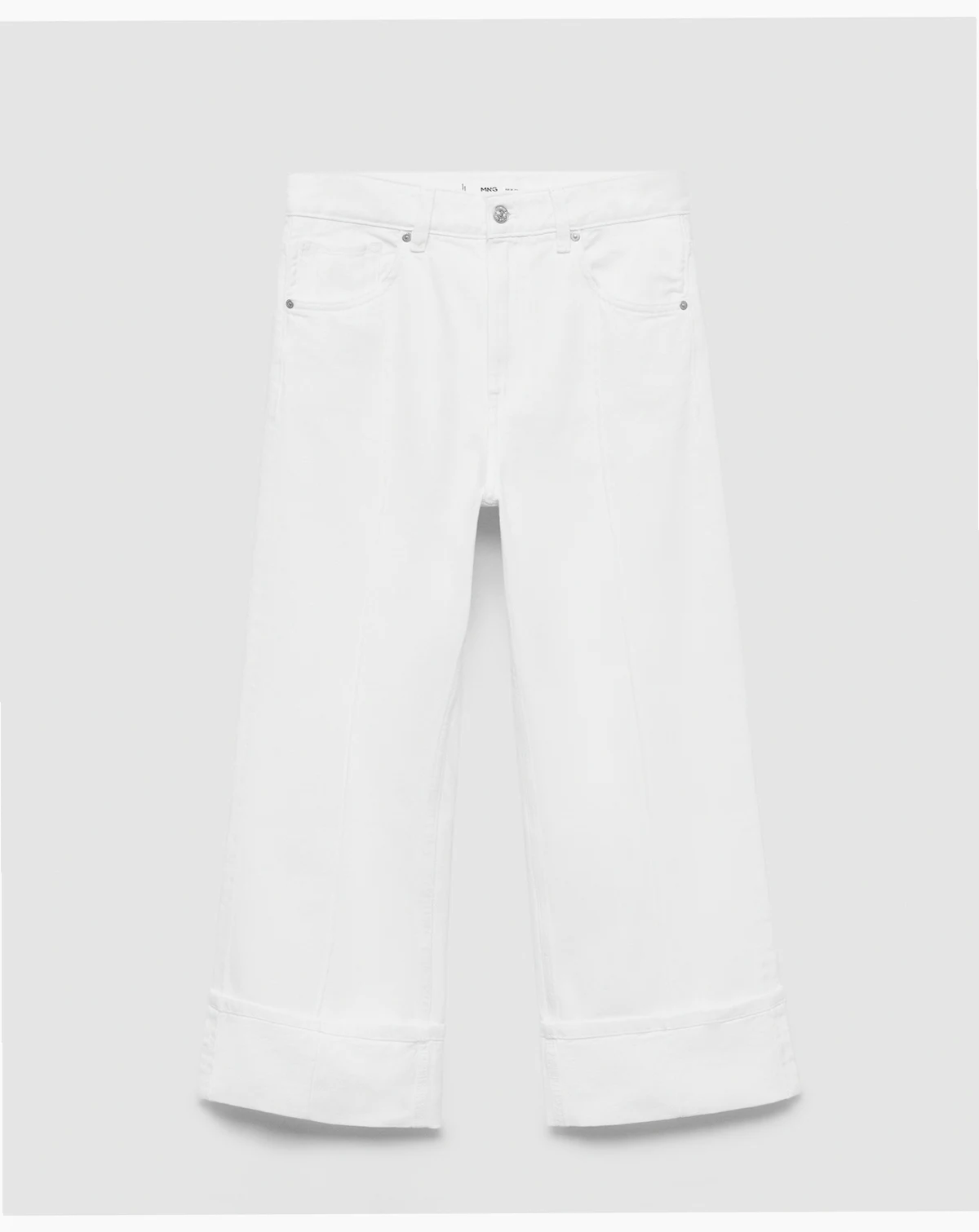 Women's Turned-Up Hem Wide Leg Cropped Jeans