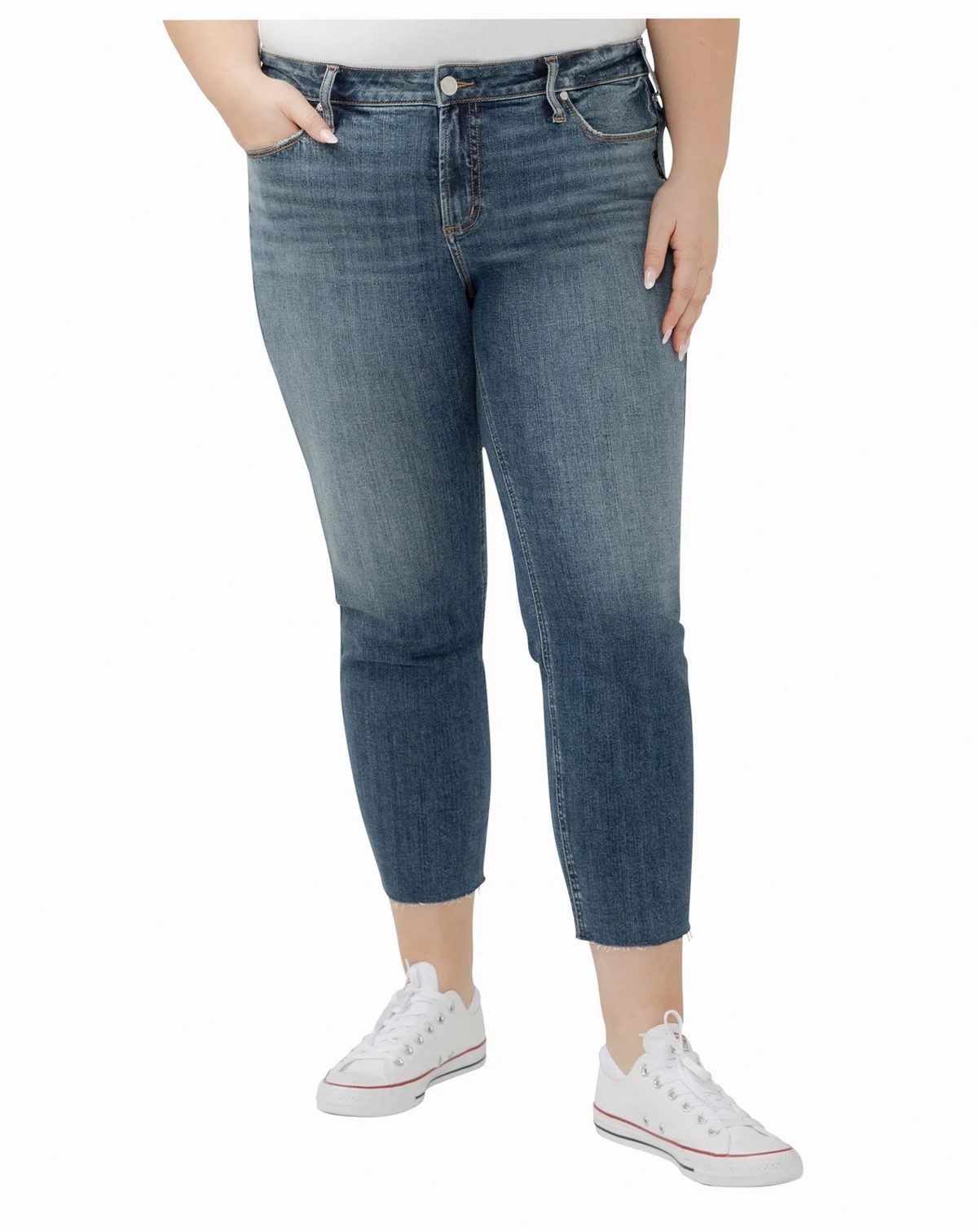 Plus Size Elyse Mid Rise Comfort Fit Ankle Straight Jeans