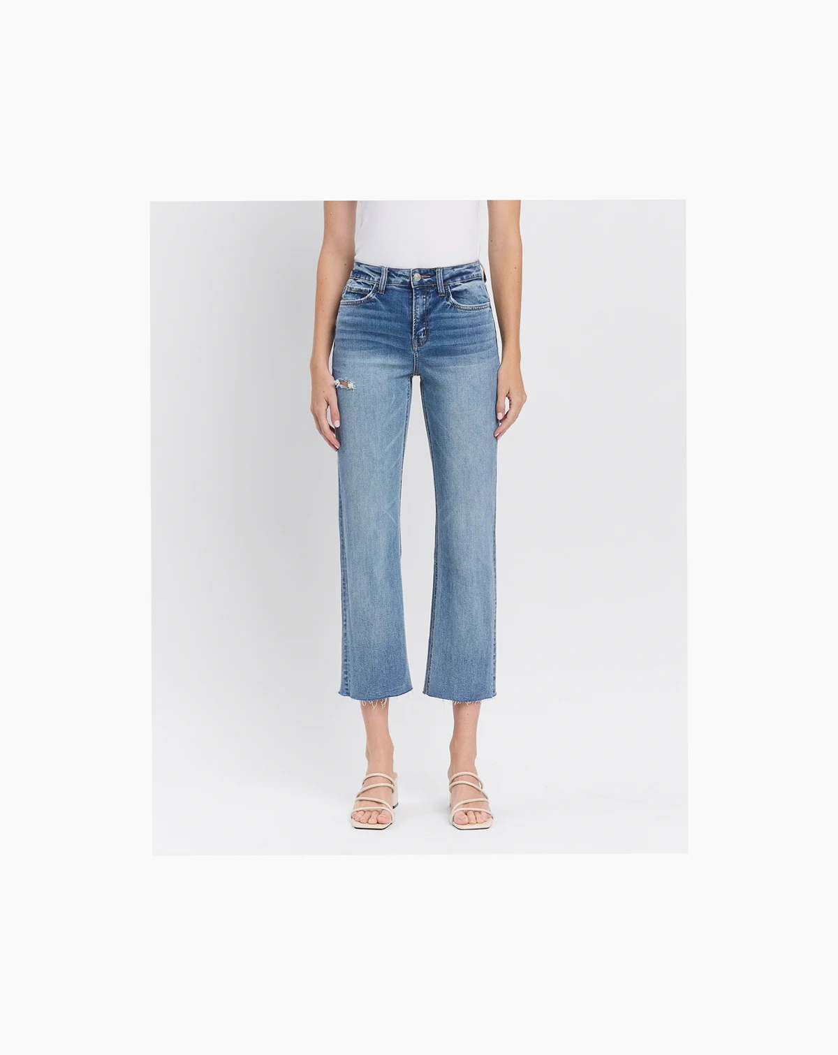 Women's High Rise Crop Straight Jeans