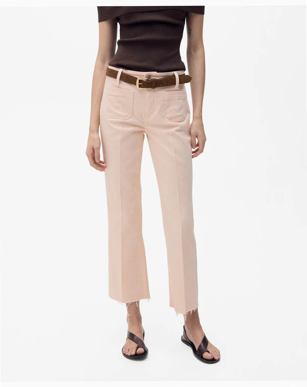 Women's Pocketed Flared Cropped Jeans