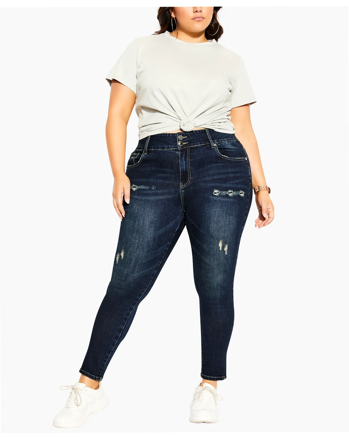 Plus Size Asha Baby Rip Skinny Jean