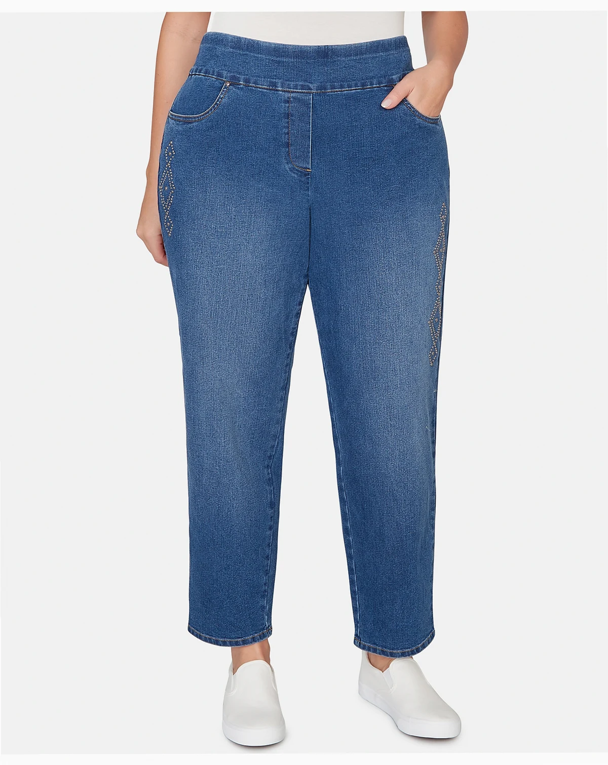Plus Size Austin Geometric Heat Set Super Stretch Denim Jeans
