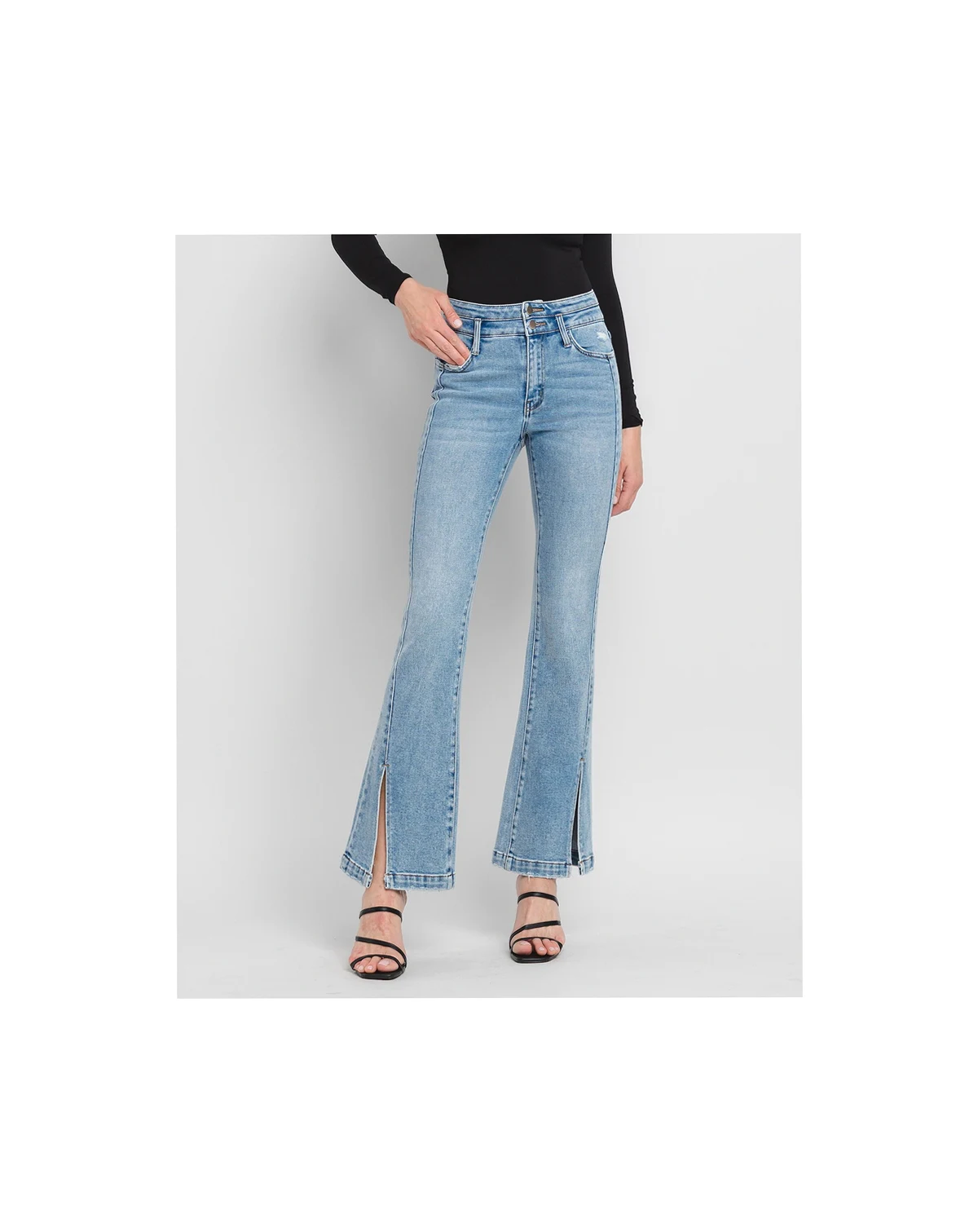 Women's High Rise Split Hem Flare Jeans