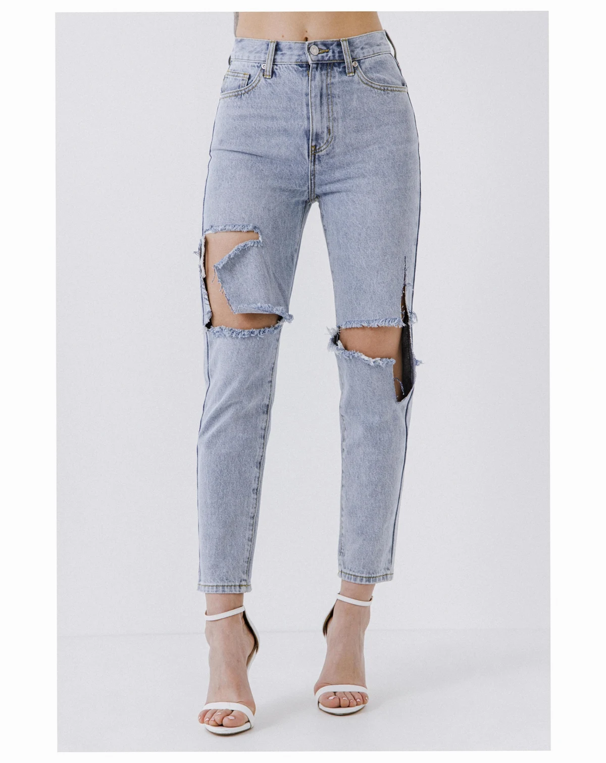 Women's Destroyed High Waisted Skinny Jeans