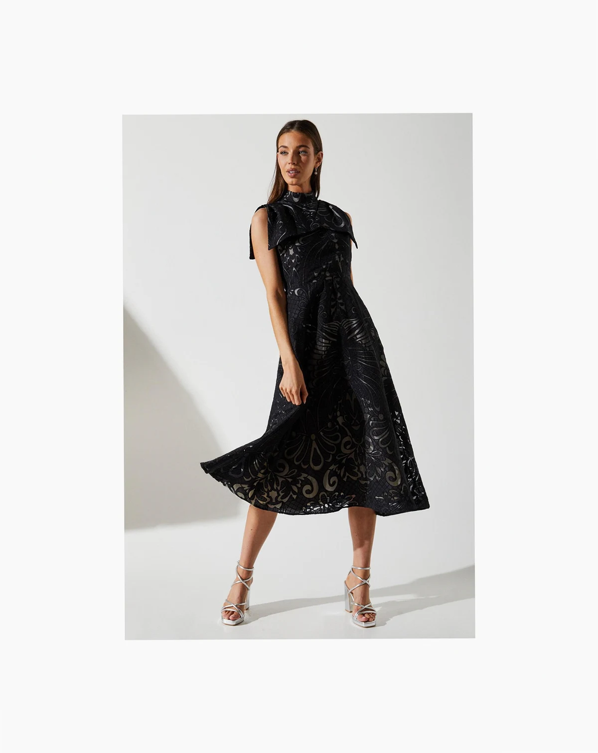 Women's Bow Sleeve Jacquard Dress