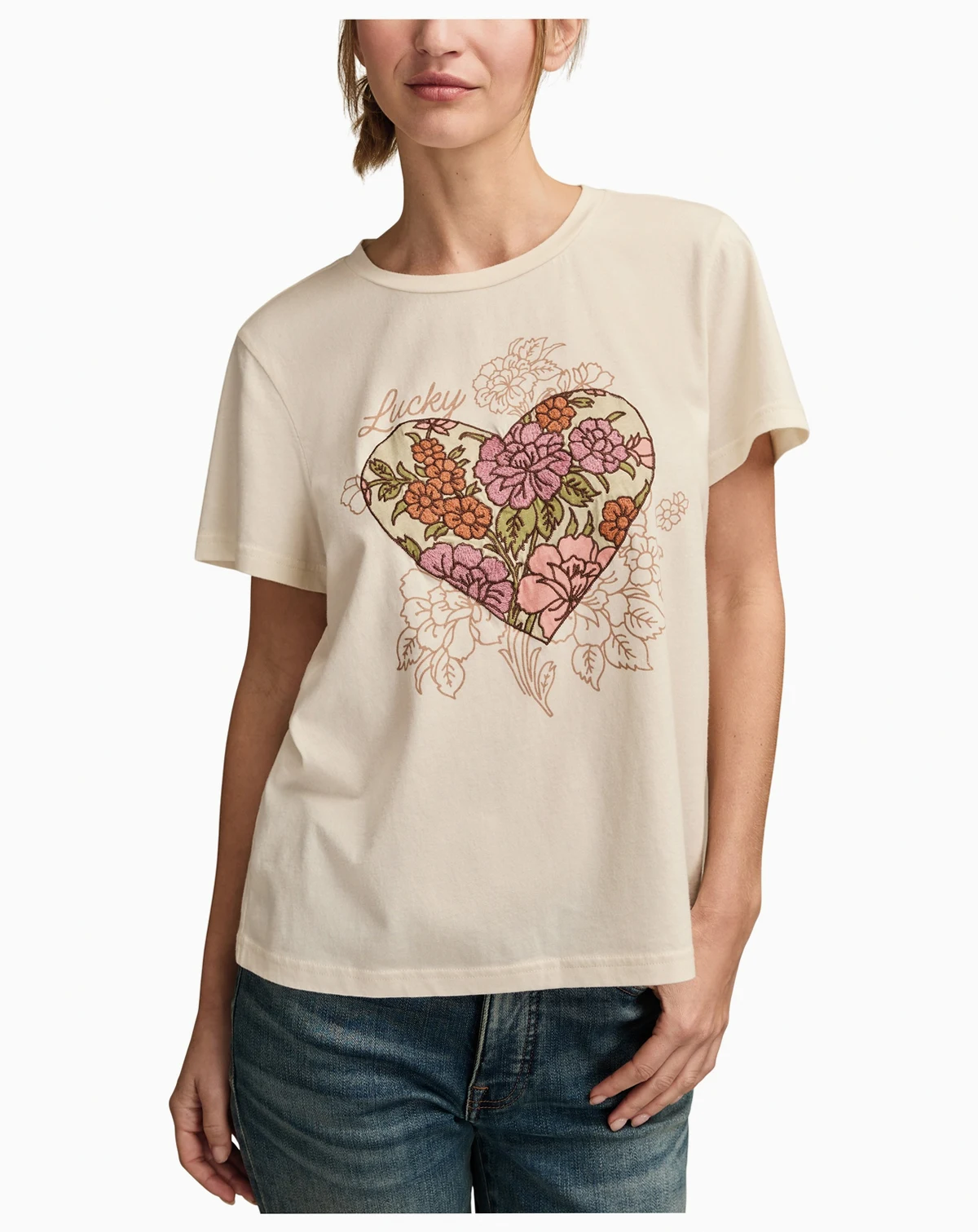 Women's Heart Floral Classic Crewneck T-Shirt