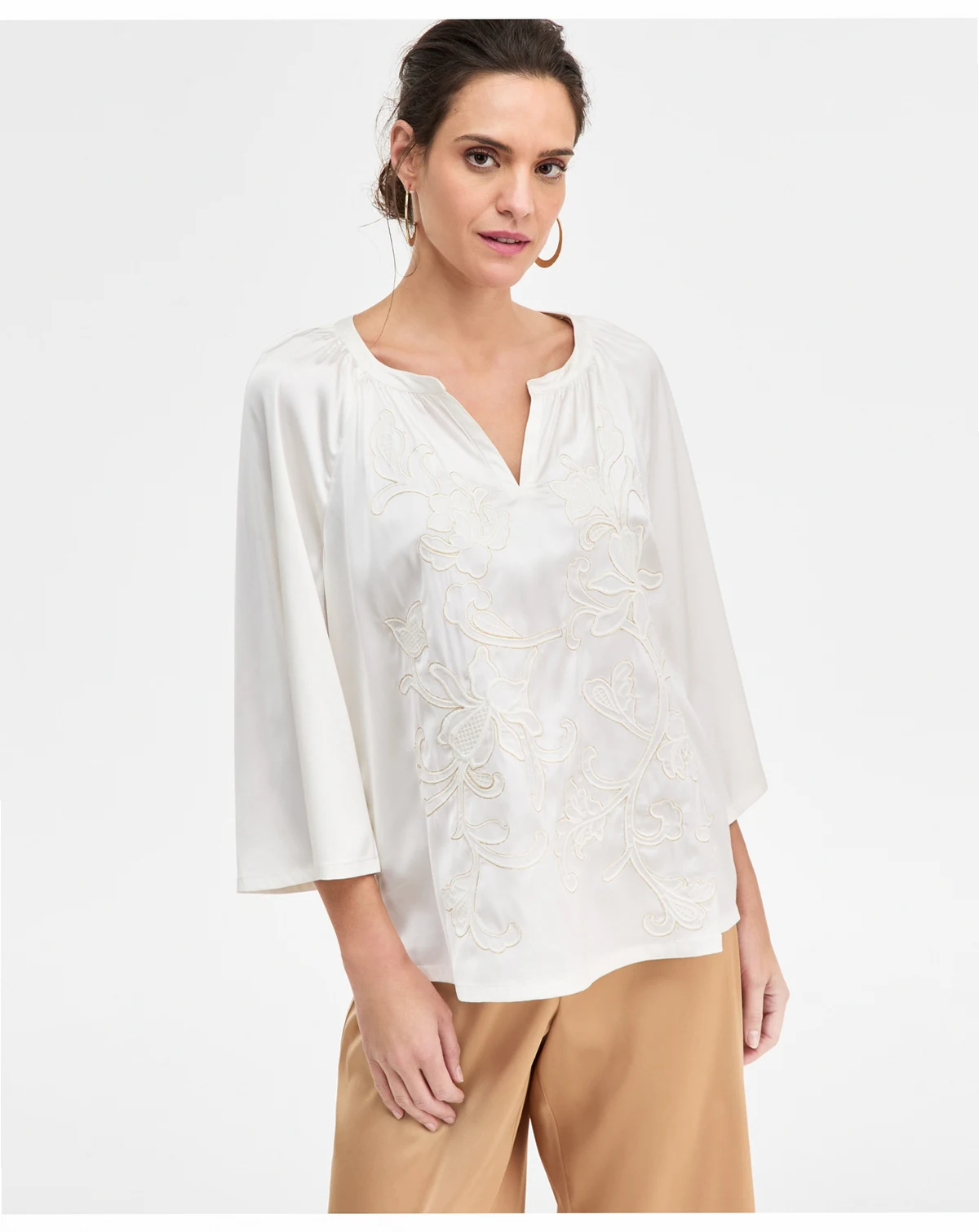 Women's Embroidered Cut-Work Top, Macy's Exclusive