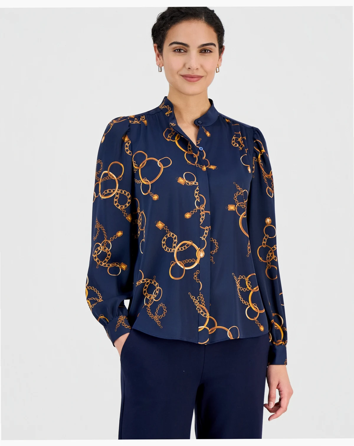Women's Printed Button-Front Blouse