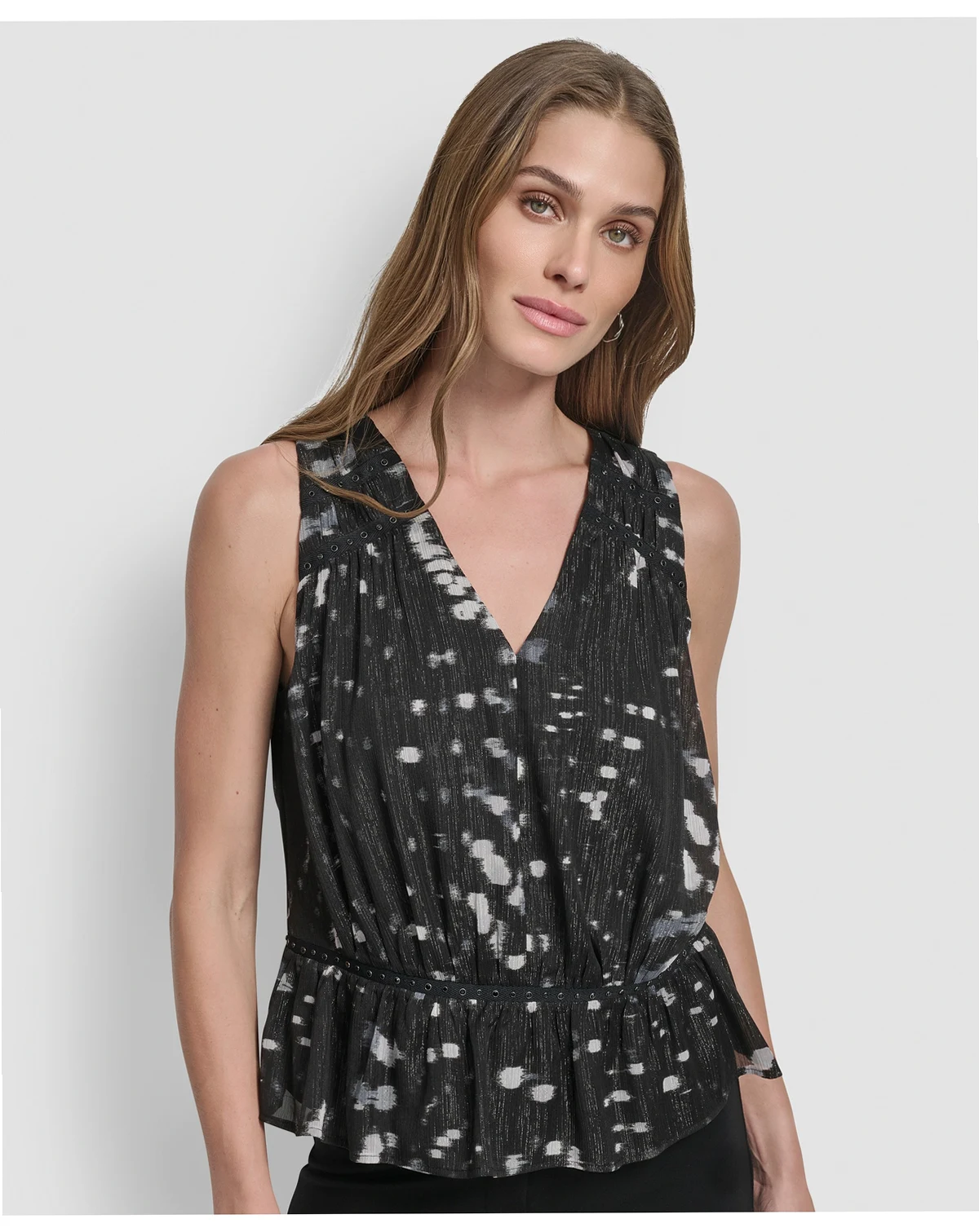 Women's Crinkle Detail Peplum Pull On Top