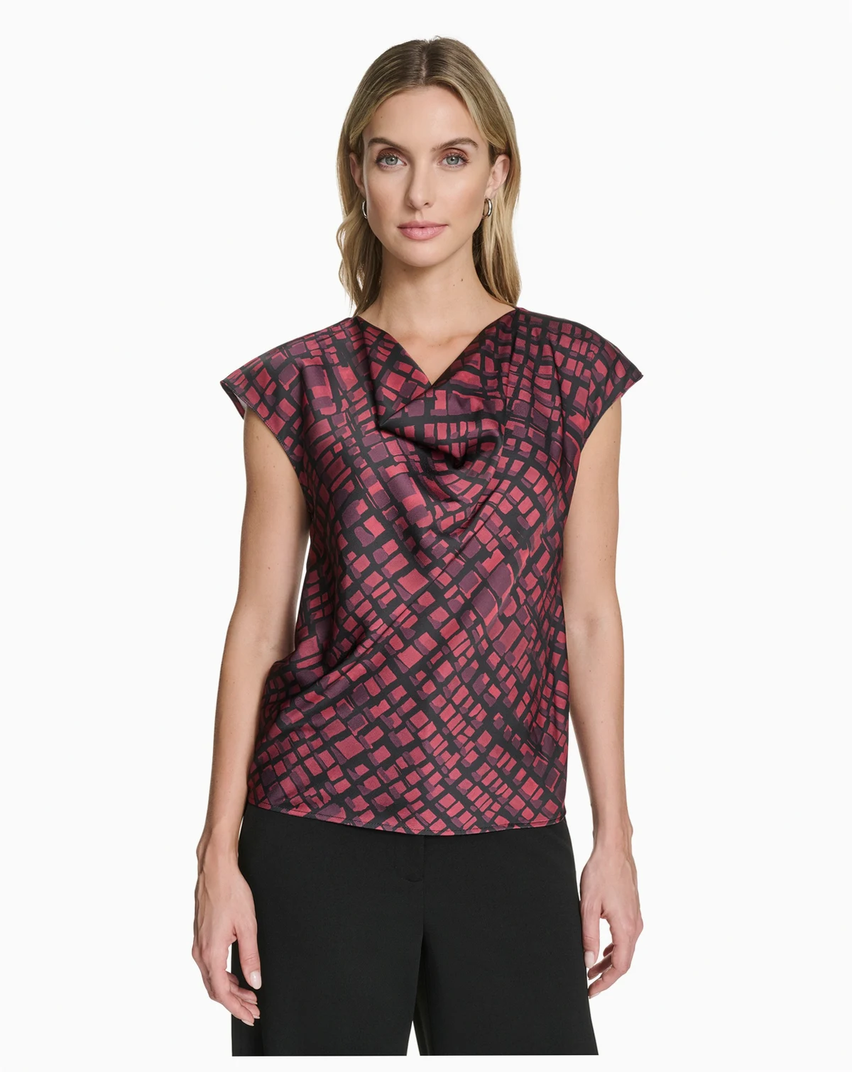 Women's Short Sleeve Cowl Neck Pull-On Blouse