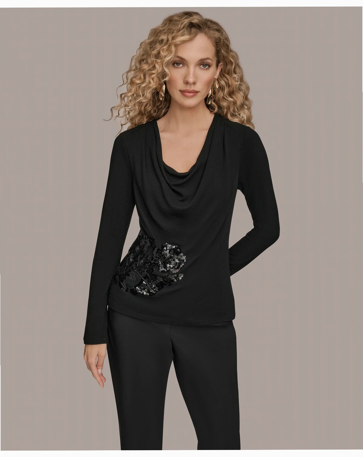 Women's Floral Detail Long Sleeves Relaxed Top