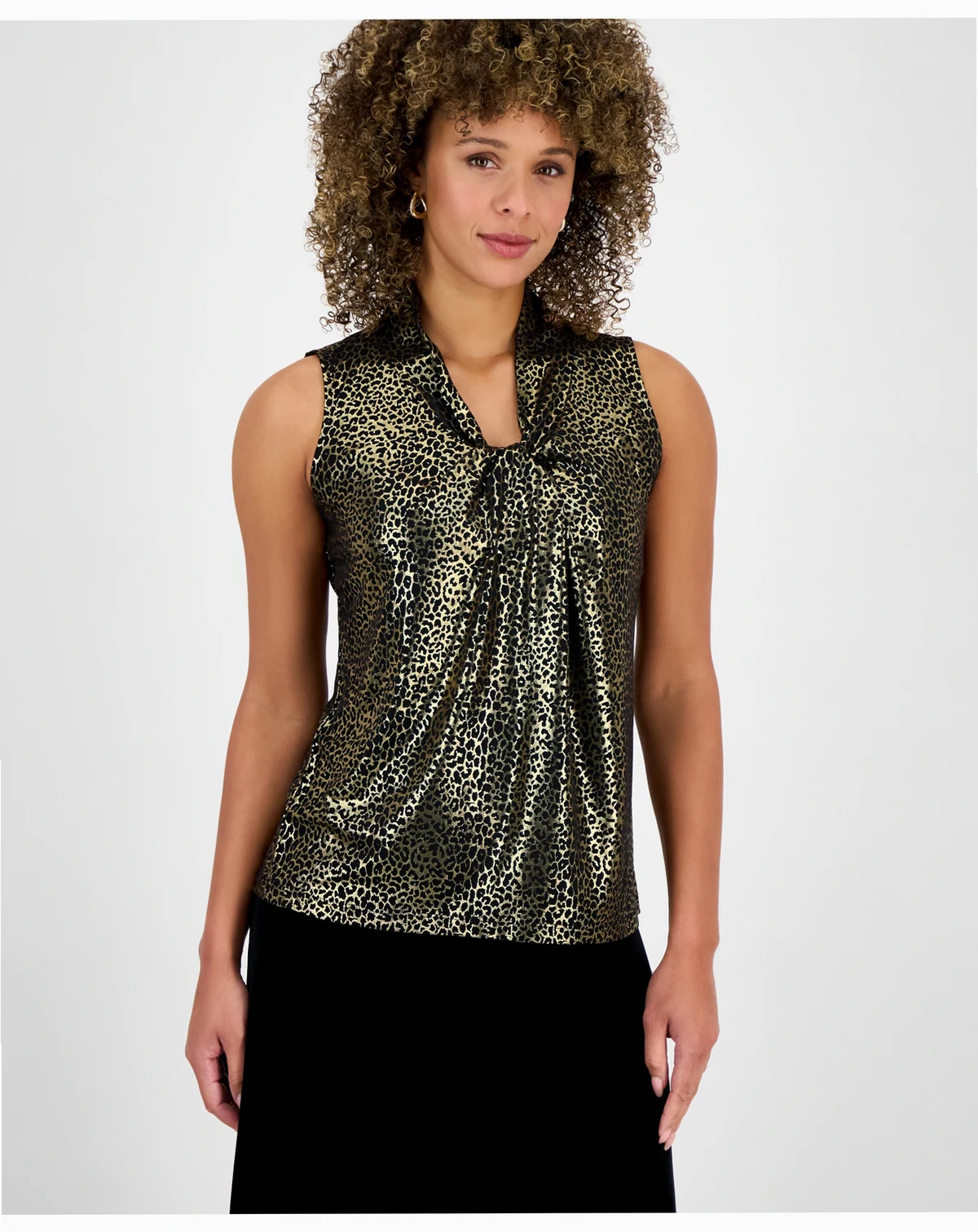 Women's Sleeveless Knot Front Jersey Top, Regular & Petite